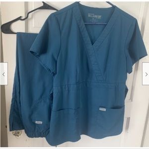 Grey's Anatomy Scrub Set Teal Bahama Size L Large EUC